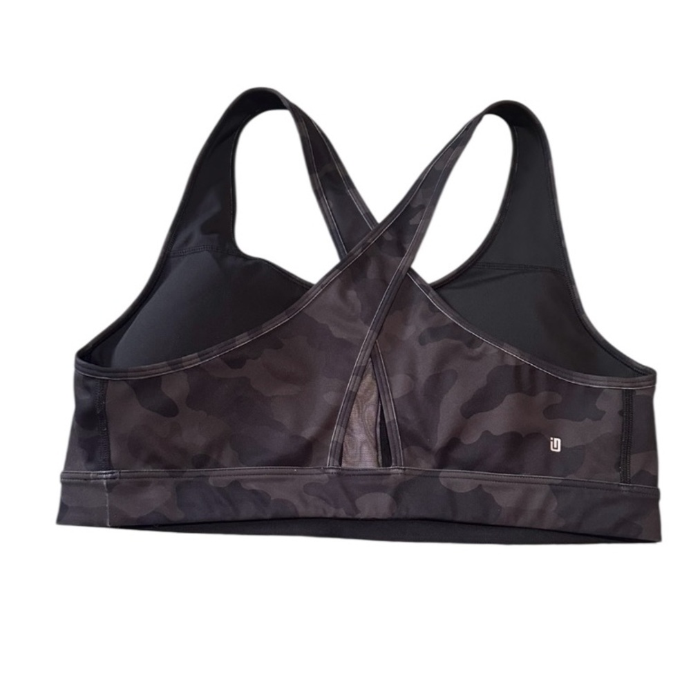 IDEOLOGY sports‎ bra, crossover back, Size 2X Black/Gray Camouflage Print - Picture 2 of 8